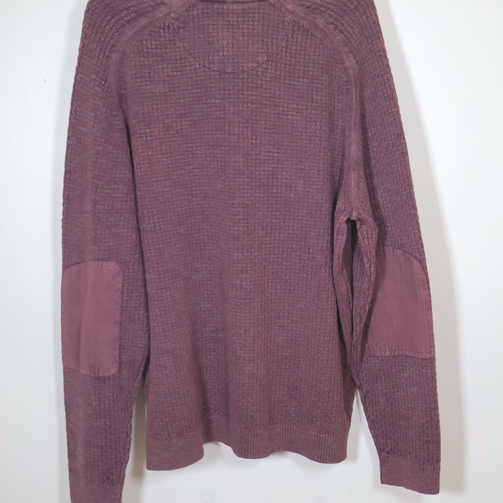 Tommy Bahama Sweater Quarter Zip Men Size XL Purple‎ Basketweave  Elbow Patches - Picture 4 of 9